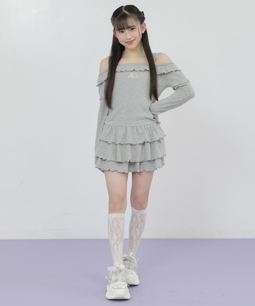 ANAP GiRL(アナップガール)の「袖2WAY 肩アキ ティアード ワンピース(ワンピース・キッズ・ブラック/ライトグレー・XS/S/M)」の16枚目の写真