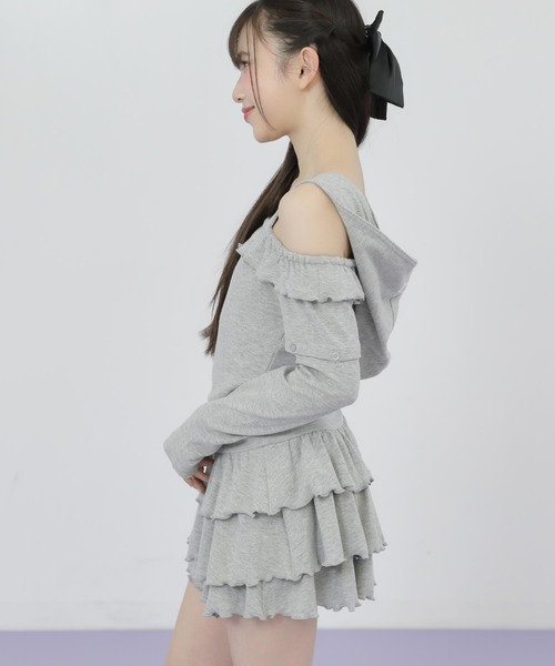 ANAP GiRL(アナップガール)の「袖2WAY 肩アキ ティアード ワンピース(ワンピース・キッズ・ブラック/ライトグレー・XS/S/M)」の10枚目の写真