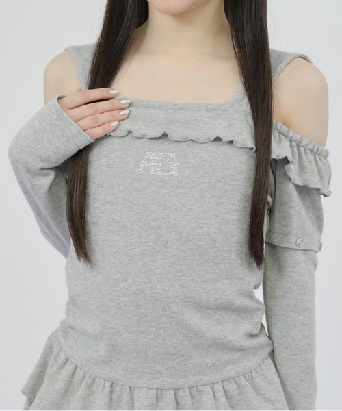 ANAP GiRL(アナップガール)の「袖2WAY 肩アキ ティアード ワンピース(ワンピース・キッズ・ブラック/ライトグレー・XS/S/M)」の15枚目の写真