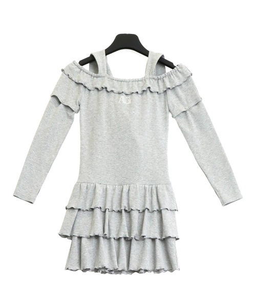 ANAP GiRL(アナップガール)の「袖2WAY 肩アキ ティアード ワンピース(ワンピース・キッズ・ブラック/ライトグレー・XS/S/M)」の17枚目の写真
