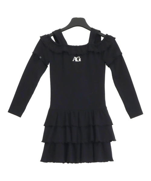 ANAP GiRL(アナップガール)の「袖2WAY 肩アキ ティアード ワンピース(ワンピース・キッズ・ブラック/ライトグレー・XS/S/M)」の18枚目の写真