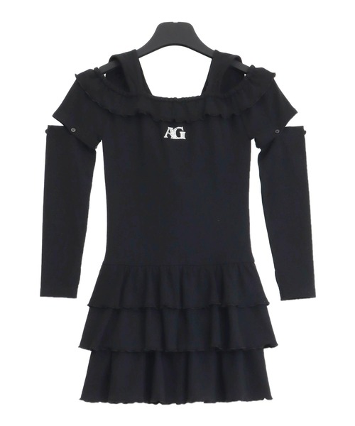 ANAP GiRL(アナップガール)の「袖2WAY 肩アキ ティアード ワンピース(ワンピース・キッズ・ブラック/ライトグレー・XS/S/M)」の20枚目の写真