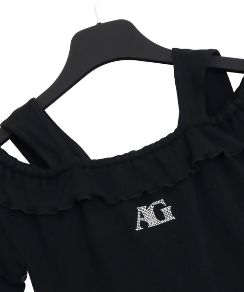 ANAP GiRL(アナップガール)の「袖2WAY 肩アキ ティアード ワンピース(ワンピース・キッズ・ブラック/ライトグレー・XS/S/M)」の22枚目の写真