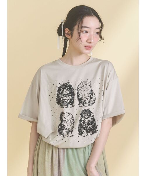 merry jenny(メリージェニー)の「pindot cat tee(Tシャツ/カットソー・レディース・ベージュ/ブラック/オフホワイト・FREE)」の13枚目の写真