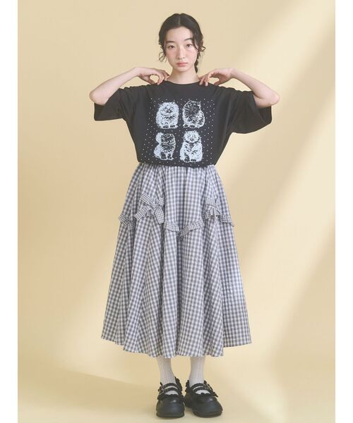 merry jenny（メリージェニー）の「pindot cat tee（Tシャツ/カットソー・レディース・ベージュ/ブラック/オフホワイト・FREE）」の9枚目の写真