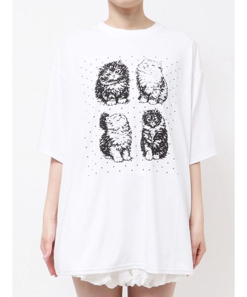 merry jenny（メリージェニー）の「pindot cat tee（Tシャツ/カットソー・レディース・ベージュ/ブラック/オフホワイト・FREE）」の17枚目の写真
