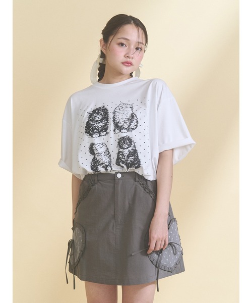 merry jenny(メリージェニー)の「pindot cat tee(Tシャツ/カットソー・レディース・ベージュ/ブラック/オフホワイト・FREE)」の4枚目の写真