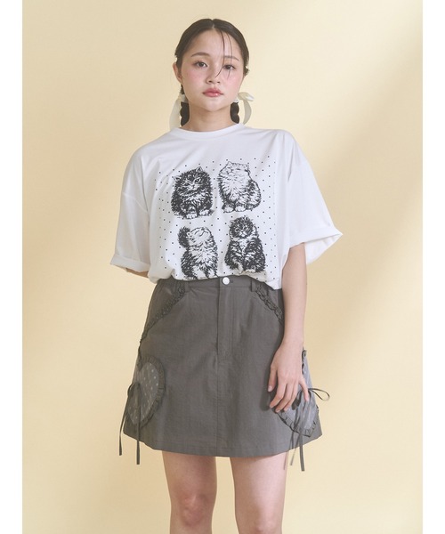 merry jenny(メリージェニー)の「pindot cat tee(Tシャツ/カットソー・レディース・ベージュ/ブラック/オフホワイト・FREE)」の5枚目の写真