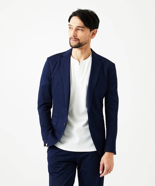 MICHEL KLEIN HOMME   （ミッシェルクランオム）の「【セットアップ】メッシュテーラードジャケット（テーラードジャケット・メンズ・ブラック/ベージュ/ネイビー・MEDIUM/LARGE/X-LARGE）」の5枚目の写真