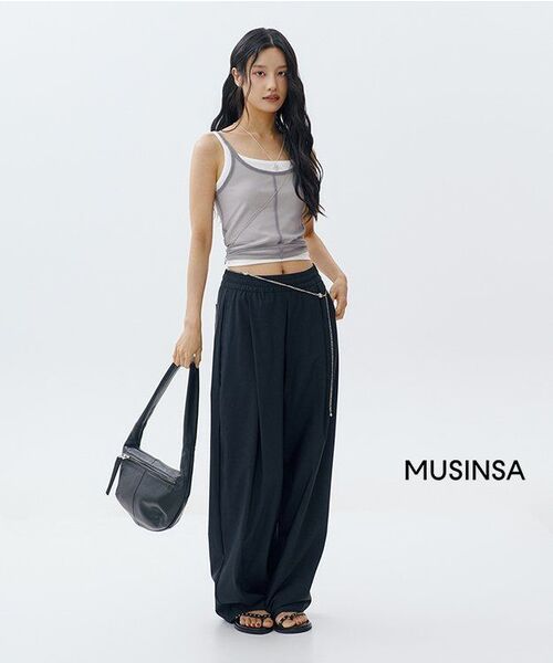 MUSINSA STANDARD WOMAN（ムシンサスタンダードウーマン）の「ウィメンズメッシュトップレイヤードストリングスリーブレストップ[ホワイト/ライトグレー]（Tシャツ/カットソー・レディース・その他・MEDIUM/LARGE/X-SMALL/SMALL）」の9枚目の写真
