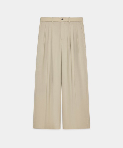 markaware（マーカウェア）の「TRIPLE PLEATED WIDE TROUSERS（スラックス・メンズ・ベージュ/ブラック・1/2）」の2枚目の写真