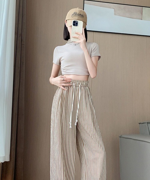 mielu(ミエル)の「ストライプワイドパンツ(その他パンツ・レディース・ベージュ/ブラック・MEDIUM/LARGE)」の13枚目の写真