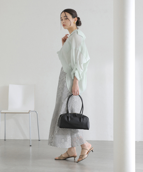 La TOTALITE（ラトータリテ）の「【洗える】リネンブレンドシアーシャツ（シャツ/ブラウス・レディース・ホワイト/グリーン/ダークパープル・FREE）」の13枚目の写真