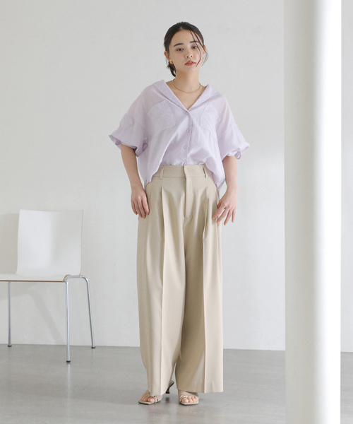 La TOTALITE（ラトータリテ）の「【洗える】リネンブレンドシアーシャツ（シャツ/ブラウス・レディース・ホワイト/グリーン/ダークパープル・FREE）」の18枚目の写真