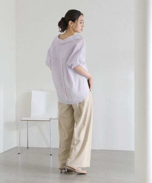 La TOTALITE（ラトータリテ）の「【洗える】リネンブレンドシアーシャツ（シャツ/ブラウス・レディース・ホワイト/グリーン/ダークパープル・FREE）」の20枚目の写真