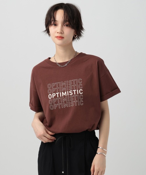 BAYFLOW（ベイフロー）の「[ヴィンテージ感のある風合い]ピグメントロゴ半袖Tシャツ（Tシャツ/カットソー・レディース・ブルー/オフホワイト/チャコール/ブラウン/ブラウン系/モーブ系・MEDIUM/SMALL）」の4枚目の写真