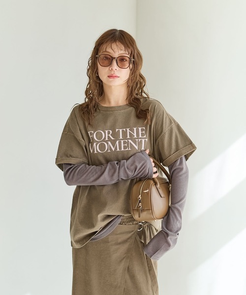 BAYFLOW（ベイフロー）の「[ヴィンテージ感のある風合い]ピグメントロゴ半袖Tシャツ（Tシャツ/カットソー・レディース・ブルー/オフホワイト/チャコール/ブラウン/ブラウン系/モーブ系・MEDIUM/SMALL）」の21枚目の写真