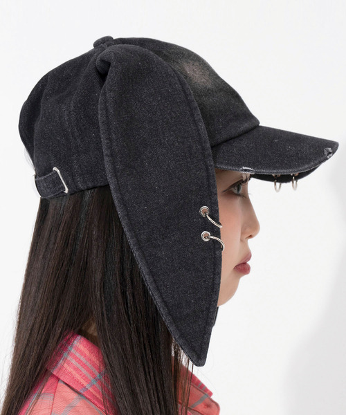 ANAP GiRL(アナップガール)の「ウサ耳付 リング付 キャップ(キャップ・キッズ・ブラック/ブルー・F)」の6枚目の写真