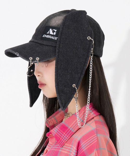 ANAP GiRL(アナップガール)の「ウサ耳付 リング付 キャップ(キャップ・キッズ・ブラック/ブルー・F)」の20枚目の写真