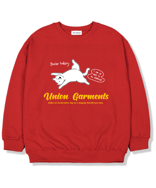 Union Garments(ユニオンガーメンツ)の「ボリングデイ 起毛裏地 オーバーサイズ スウェットシャツ レッド(スウェット・レディース・その他・L/XL/XXL)」の1枚目の写真