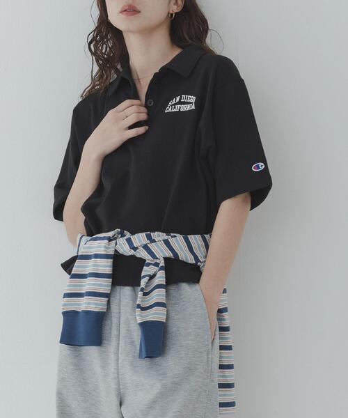 URBAN RESEARCH Sonny Label(アーバンリサーチサニーレーベル)の「『別注』CHAMPION×Sonny Label ポロシャツ(スウェット・レディース・ブラック/ネイビー/グレー・FREE)」の2枚目の写真