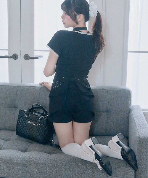 OLIVE des OLIVE(オリーブデオリーブ)の「【Belle Charme】Back Ribbon Short Pants(その他パンツ・レディース・チャコールグレー/ワンウォッシュ/ブラック・FREE)」の19枚目の写真