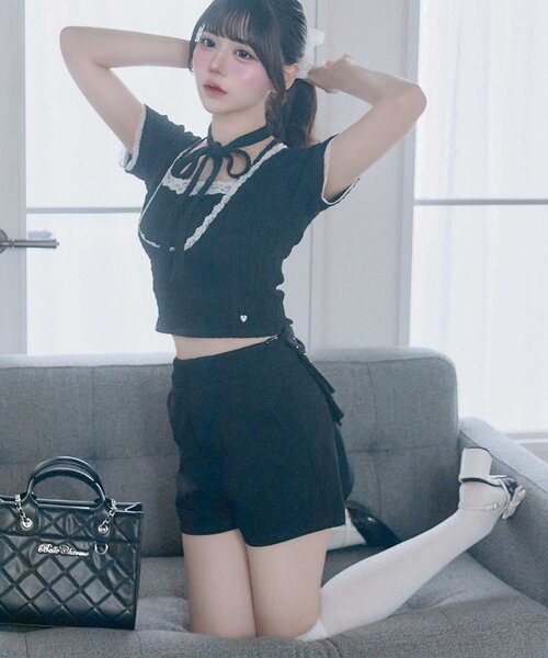 OLIVE des OLIVE(オリーブデオリーブ)の「【Belle Charme】Back Ribbon Short Pants(その他パンツ・レディース・チャコールグレー/ワンウォッシュ/ブラック・FREE)」の18枚目の写真