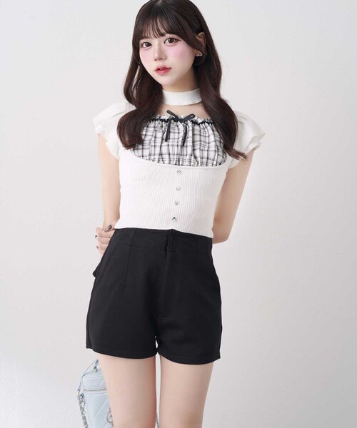 OLIVE des OLIVE(オリーブデオリーブ)の「【Belle Charme】Back Ribbon Short Pants(その他パンツ・レディース・チャコールグレー/ワンウォッシュ/ブラック・FREE)」の12枚目の写真