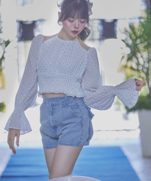 OLIVE des OLIVE(オリーブデオリーブ)の「【Belle Charme】Back Ribbon Short Pants(その他パンツ・レディース・チャコールグレー/ワンウォッシュ/ブラック・FREE)」の6枚目の写真