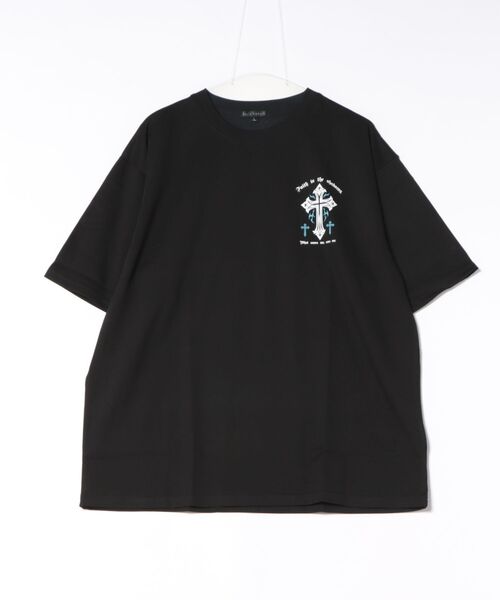 8(eight)(エイト)の「クロスプリントTシャツ(Tシャツ/カットソー・メンズ・ブラック/ブラック系その他/ホワイト・LARGE/MEDIUM)」の3枚目の写真