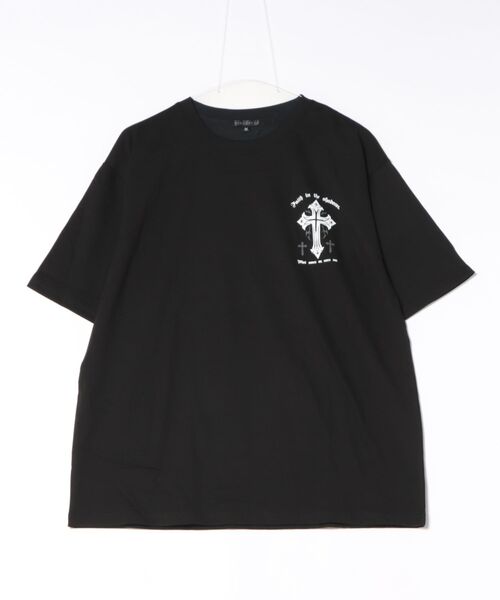 8(eight)(エイト)の「クロスプリントTシャツ(Tシャツ/カットソー・メンズ・ブラック/ブラック系その他/ホワイト・LARGE/MEDIUM)」の1枚目の写真
