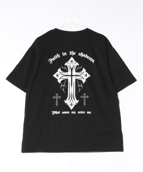8(eight)(エイト)の「クロスプリントTシャツ(Tシャツ/カットソー・メンズ・ブラック/ブラック系その他/ホワイト・LARGE/MEDIUM)」の4枚目の写真