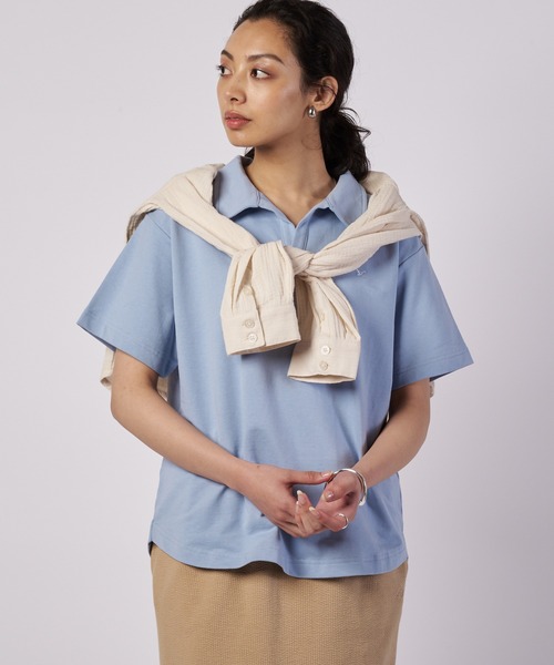 Eddie Bauer(エディーバウアー)の「オープンカラー Tシャツ(ポロシャツ・レディース・チャコール/ライトブルー/ホワイト・M/L/XL/S)」の3枚目の写真