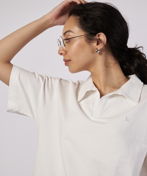 Eddie Bauer(エディーバウアー)の「オープンカラー Tシャツ(ポロシャツ・レディース・チャコール/ライトブルー/ホワイト・M/L/XL/S)」の5枚目の写真