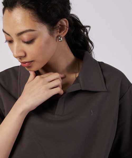 Eddie Bauer(エディーバウアー)の「オープンカラー Tシャツ(ポロシャツ・レディース・チャコール/ライトブルー/ホワイト・M/L/XL/S)」の7枚目の写真