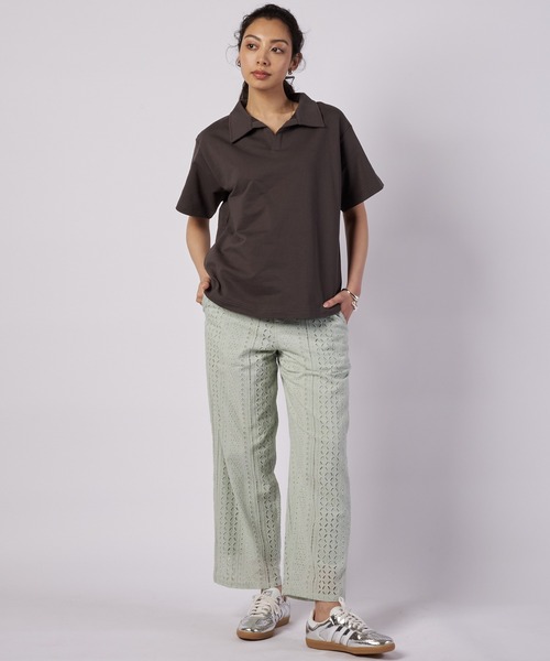 Eddie Bauer(エディーバウアー)の「オープンカラー Tシャツ(ポロシャツ・レディース・チャコール/ライトブルー/ホワイト・M/L/XL/S)」の6枚目の写真