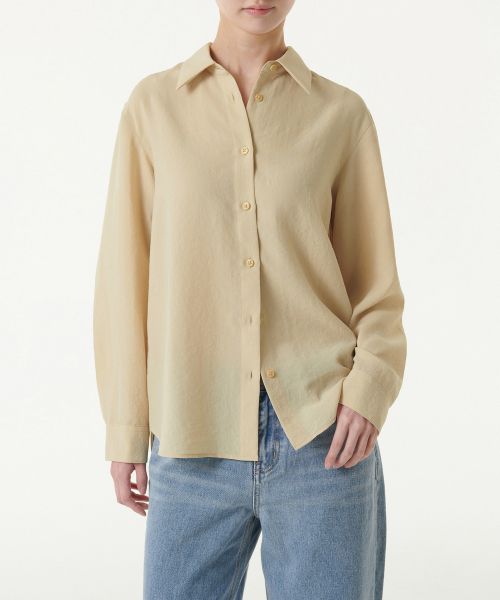 MUSINSA STANDARD WOMAN（ムシンサスタンダードウーマン）の「ウィメンズリラックスドリネンライクシャツ[ベージュ]（シャツ/ブラウス・レディース・その他・SMALL/MEDIUM/LARGE/X-SMALL）」の2枚目の写真