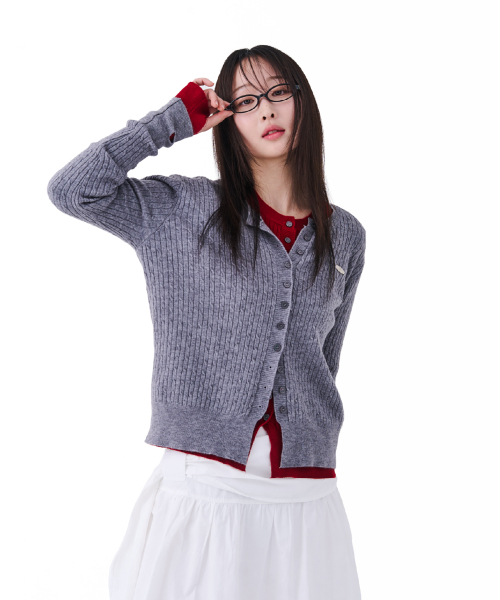 FDR（エフディーアール）の「Essential Pearl Soft Cardigan_7 Color（カーディガン/ボレロ・レディース・ネイビー/オートミール/ブラック/ワイン/スカイブルー/ライトピンク/アッシュグレー・FREE）」の11枚目の写真