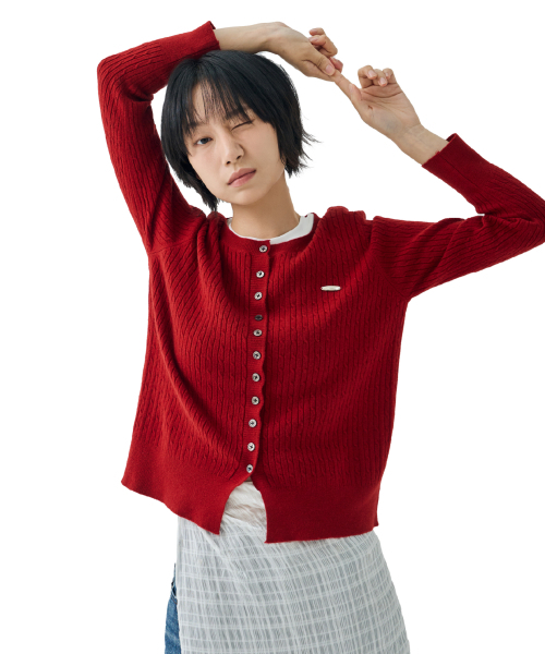 FDR（エフディーアール）の「Essential Pearl Soft Cardigan_7 Color（カーディガン/ボレロ・レディース・ネイビー/オートミール/ブラック/ワイン/スカイブルー/ライトピンク/アッシュグレー・FREE）」の15枚目の写真
