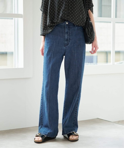 U by SPICK&SPAN(ユーバイスピックアンドスパン)の「《WEB限定 / 追加》ハイライズストレートデニム(デニムパンツ・レディース・ネイビー/ブルー・38/36)」の1枚目の写真