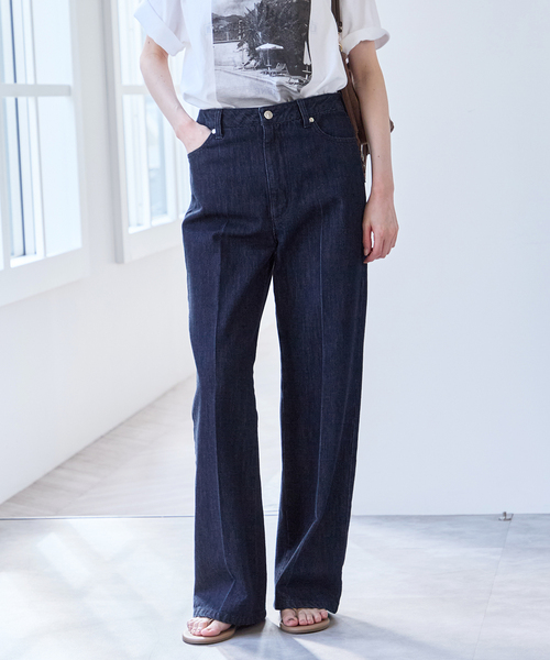 U by SPICK&SPAN(ユーバイスピックアンドスパン)の「《WEB限定 / 追加》ハイライズストレートデニム(デニムパンツ・レディース・ネイビー/ブルー・38/36)」の7枚目の写真
