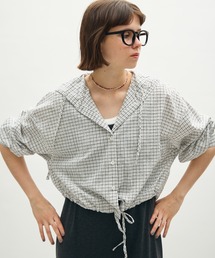 full/fill.（フルフィル）の「check hoodie short blouse / チェックフーディーショートブラウス（シャツ/ブラウス）」
