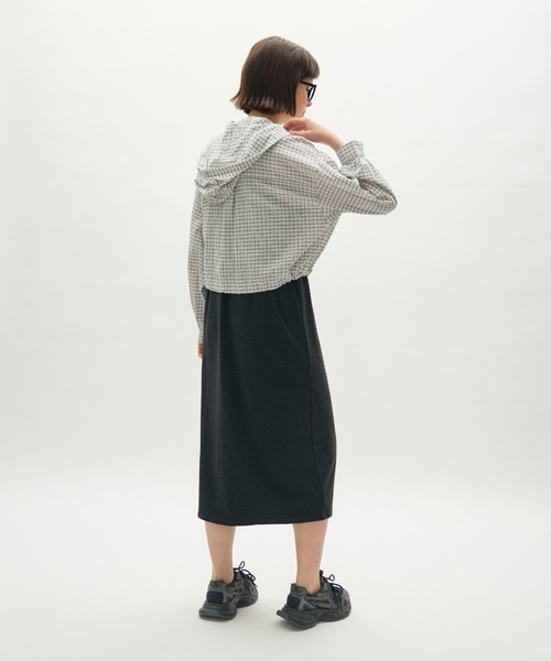 full/fill.(フルフィル)の「check hoodie short blouse / チェックフーディーショートブラウス(シャツ/ブラウス・レディース・ブラック/ホワイト・FREE)」の13枚目の写真