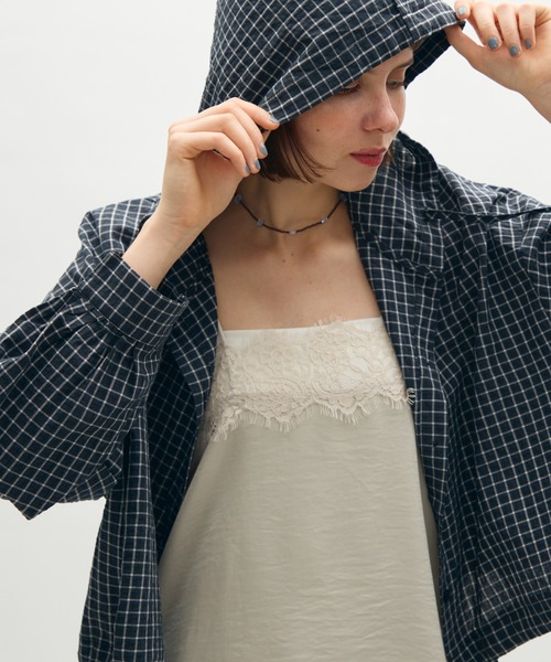 full/fill.(フルフィル)の「check hoodie short blouse / チェックフーディーショートブラウス(シャツ/ブラウス・レディース・ブラック/ホワイト・FREE)」の20枚目の写真