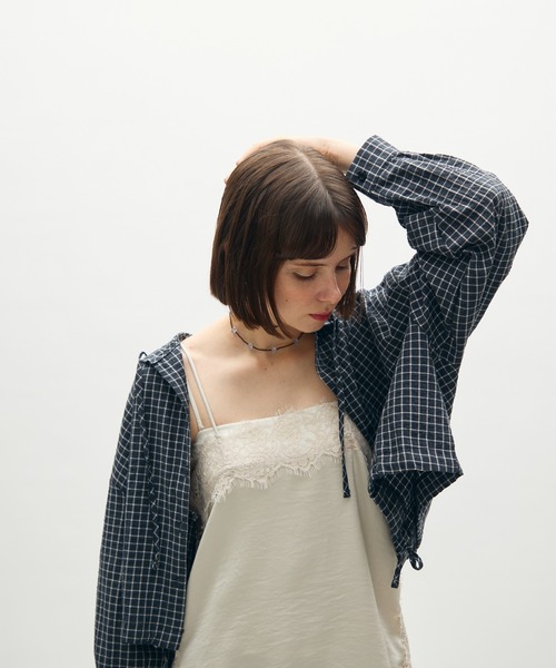 full/fill.(フルフィル)の「check hoodie short blouse / チェックフーディーショートブラウス(シャツ/ブラウス・レディース・ブラック/ホワイト・FREE)」の17枚目の写真