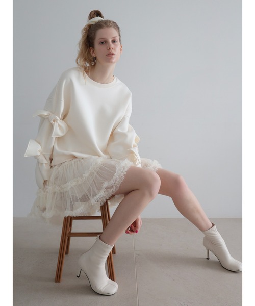 AMOMMA(アモマ)の「AUDREY TIERED TULLE SKIRT(スカート・レディース・アイボリー/ブラック・FREE)」の3枚目の写真