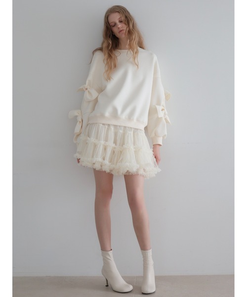 AMOMMA(アモマ)の「AUDREY TIERED TULLE SKIRT(スカート・レディース・アイボリー/ブラック・FREE)」の5枚目の写真