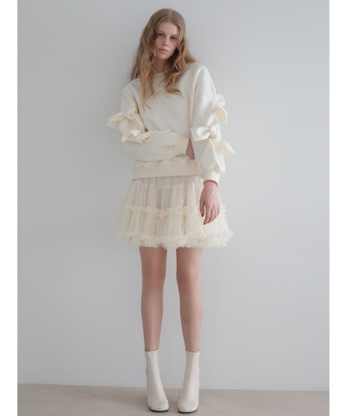 AMOMMA(アモマ)の「AUDREY TIERED TULLE SKIRT(スカート・レディース・アイボリー/ブラック・FREE)」の6枚目の写真