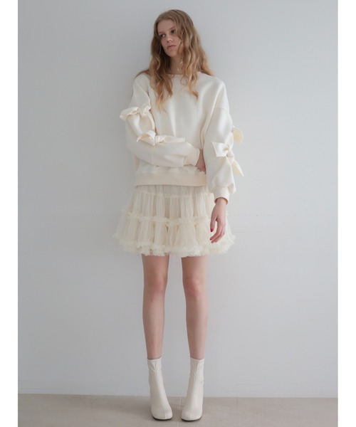 AMOMMA(アモマ)の「AUDREY TIERED TULLE SKIRT(スカート・レディース・アイボリー/ブラック・FREE)」の7枚目の写真