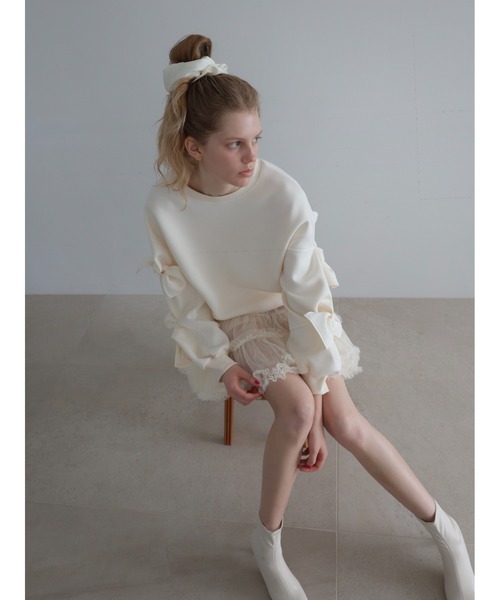 AMOMMA(アモマ)の「AUDREY TIERED TULLE SKIRT(スカート・レディース・アイボリー/ブラック・FREE)」の9枚目の写真
